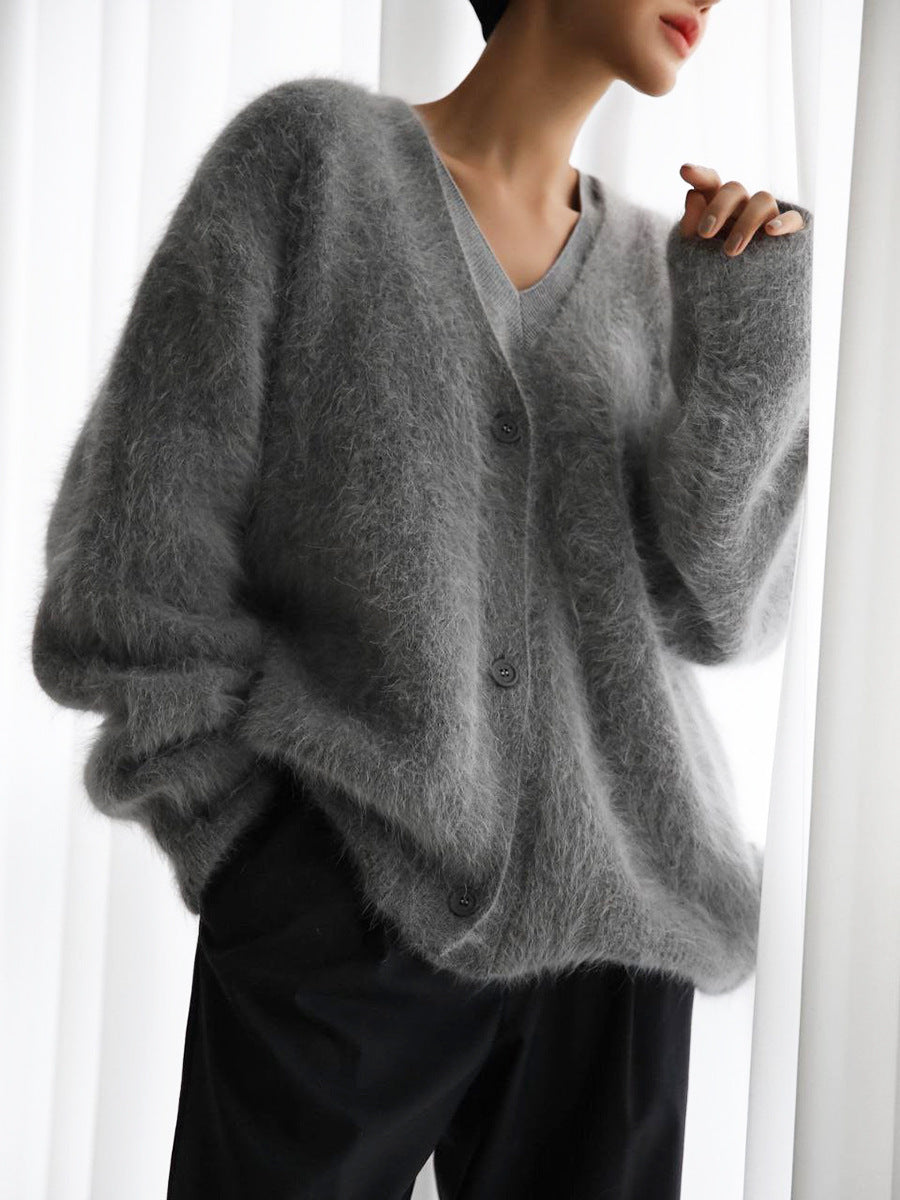 Mink-Like Knitted Sweater Cardigan Autumn And Winter Lazy