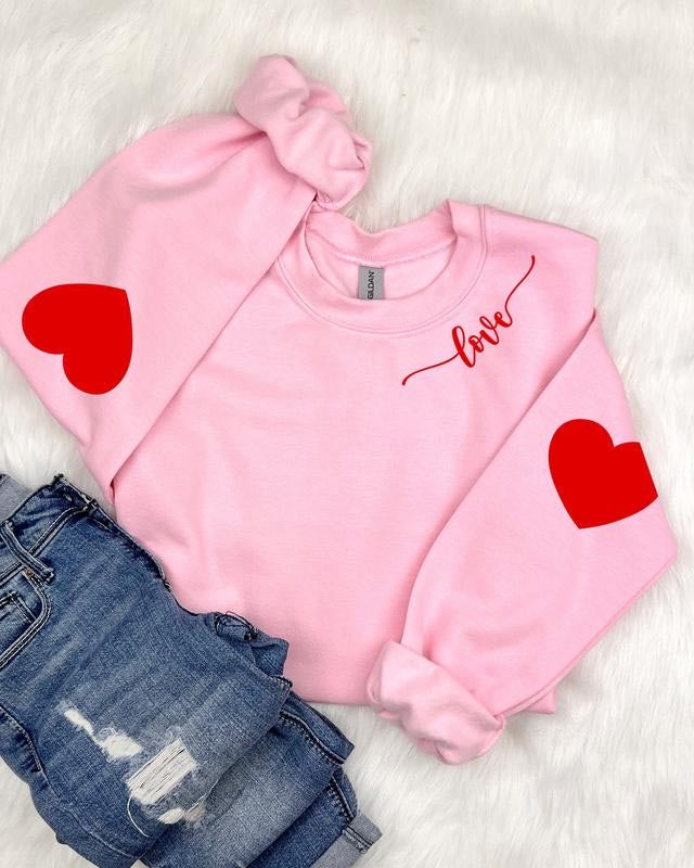 Loose Heart Pattern Crewneck Sweatshirt【Buy 3 Free Shipping】