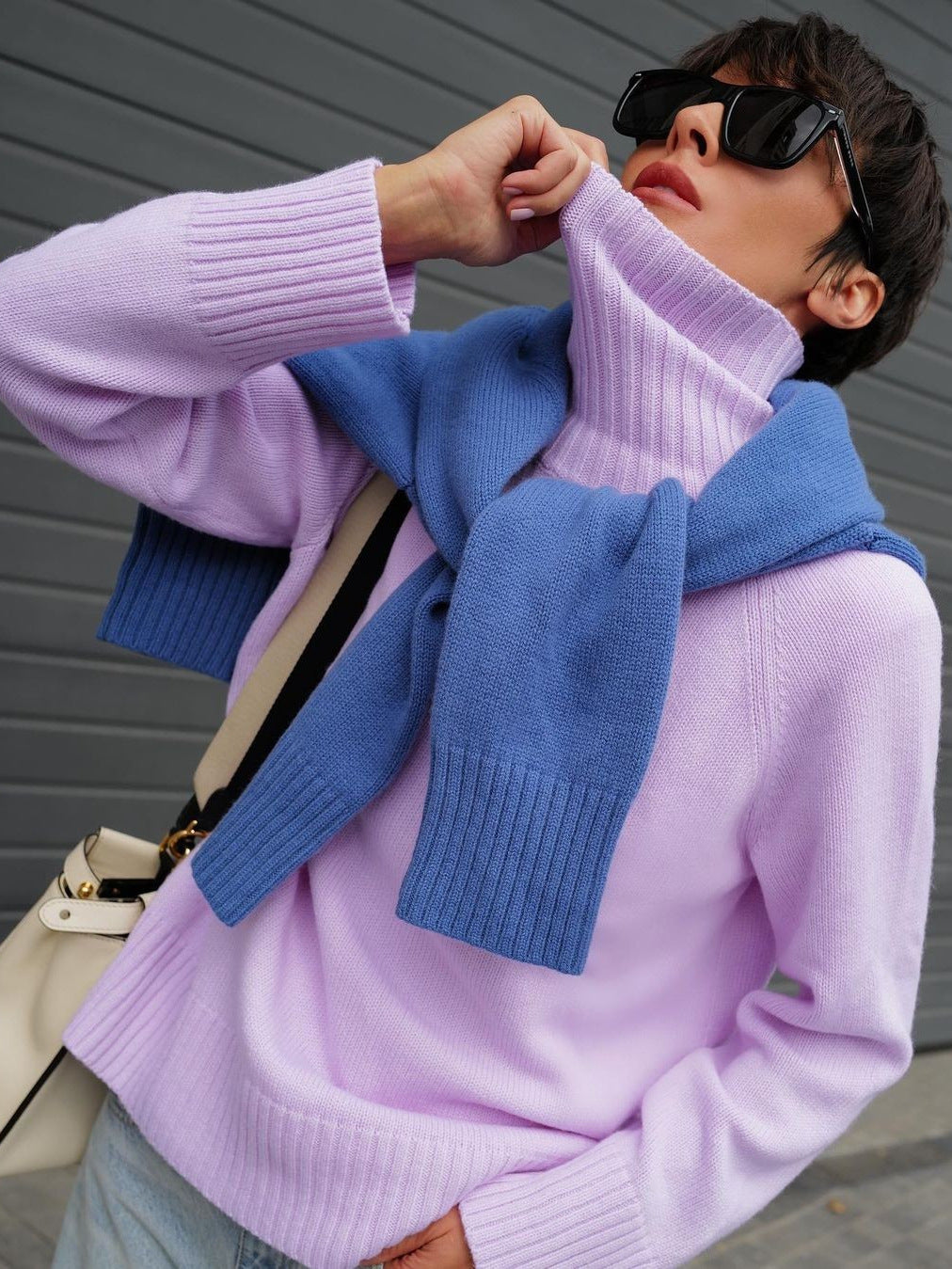 Turtleneck sweater autumn and winter elegant commuter solid color raglan sleeve women's knitted blouse