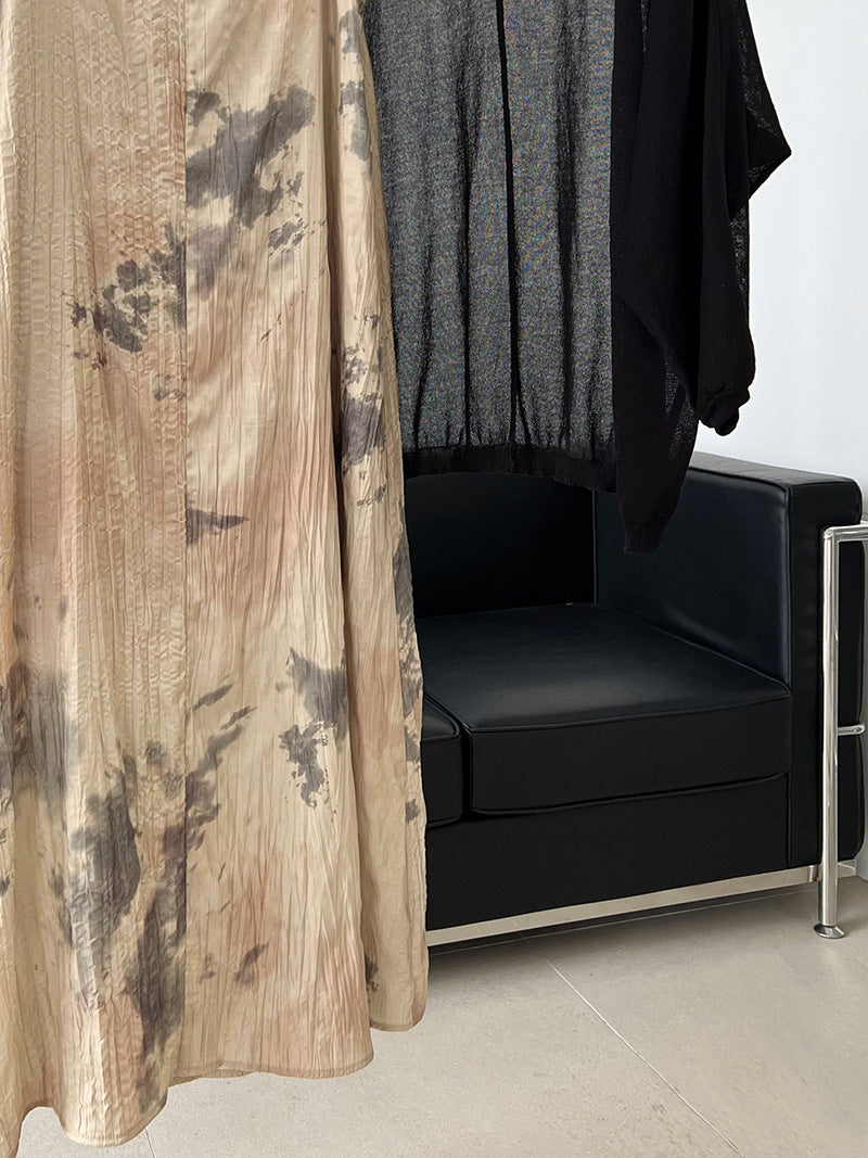 Classic Ink Painting Dye Sleeveless Midi Dress