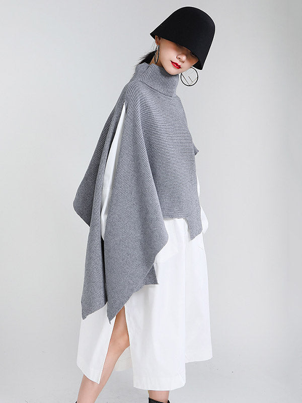 Original Solid High-Neck Irregularity Sweater