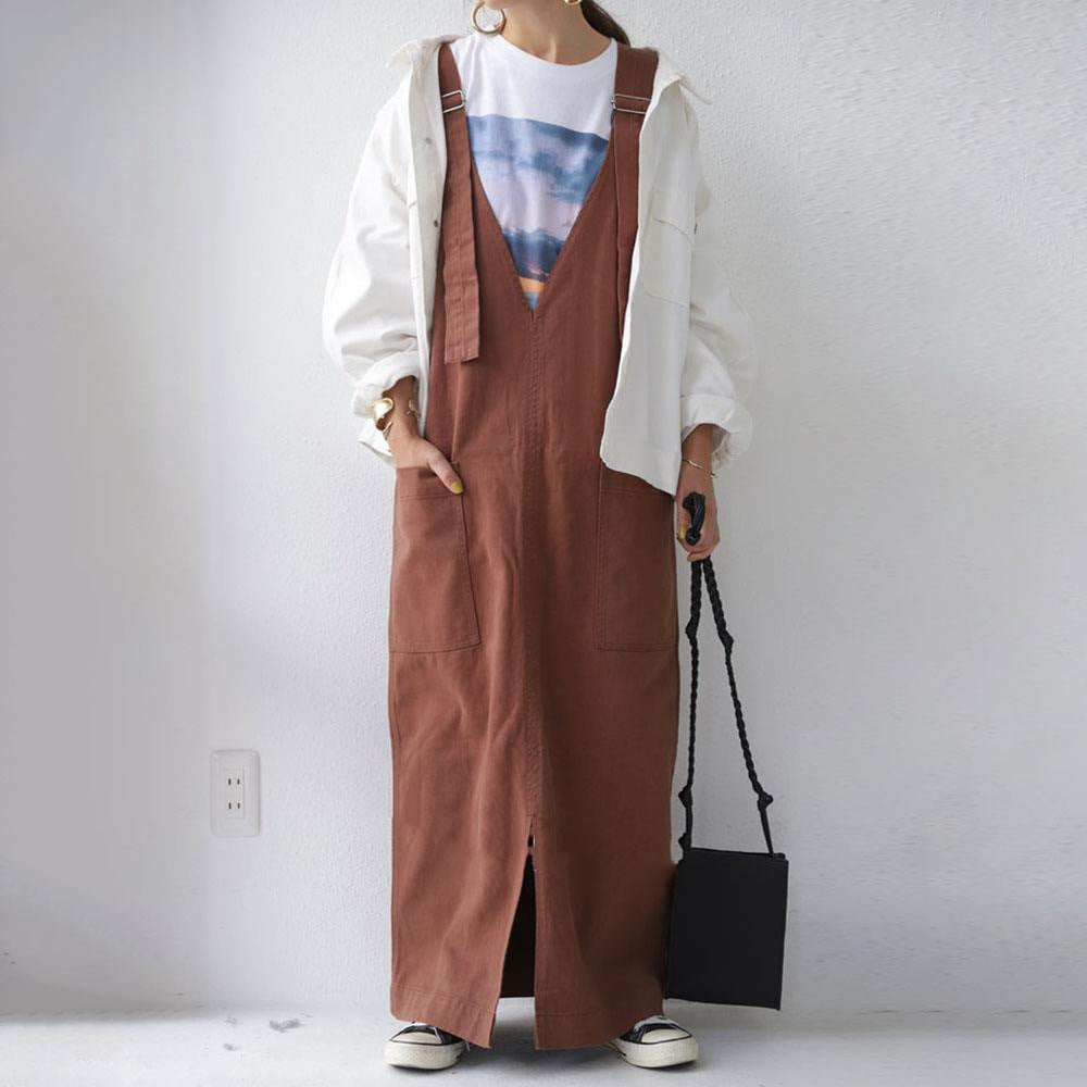Loose Solid Color Wide Leg Maxi Dress