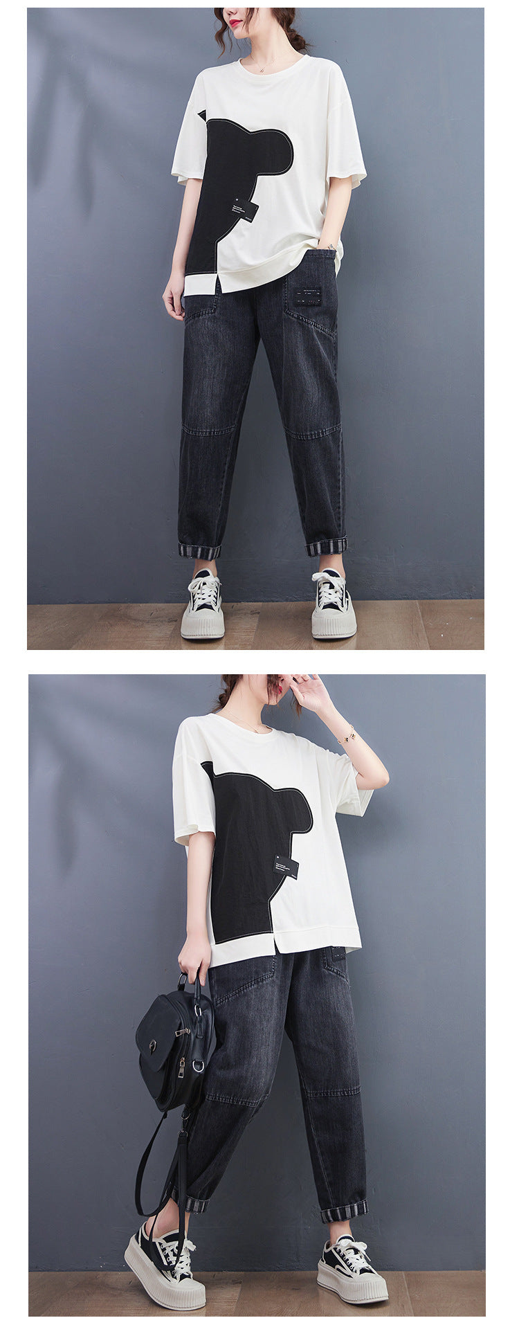 Casual Splicing Round Neck Short Sleeve T-shirt