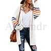 Plus Size Cardigan for Women Long Stripe Knit Open Front Sweaters Jacket 2XL