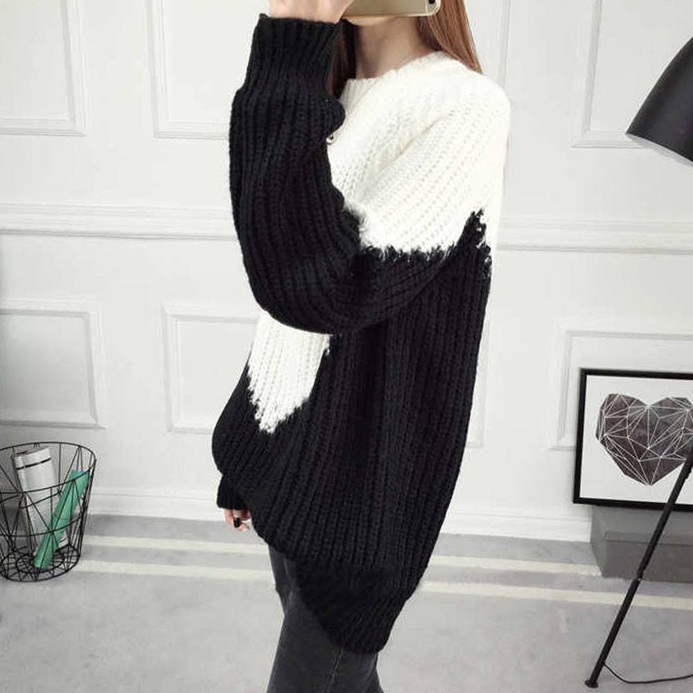 Patchwork Mid-Length Women's Sweater