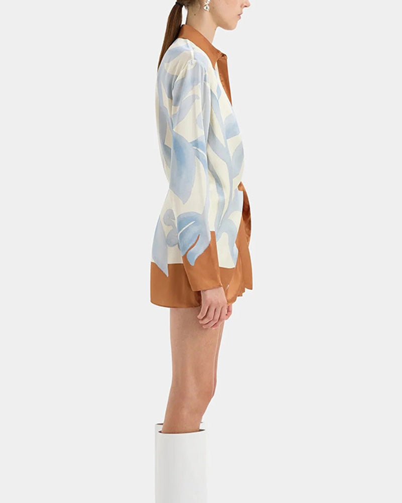 Irregular Knot Long Sleeve Shirt Dress