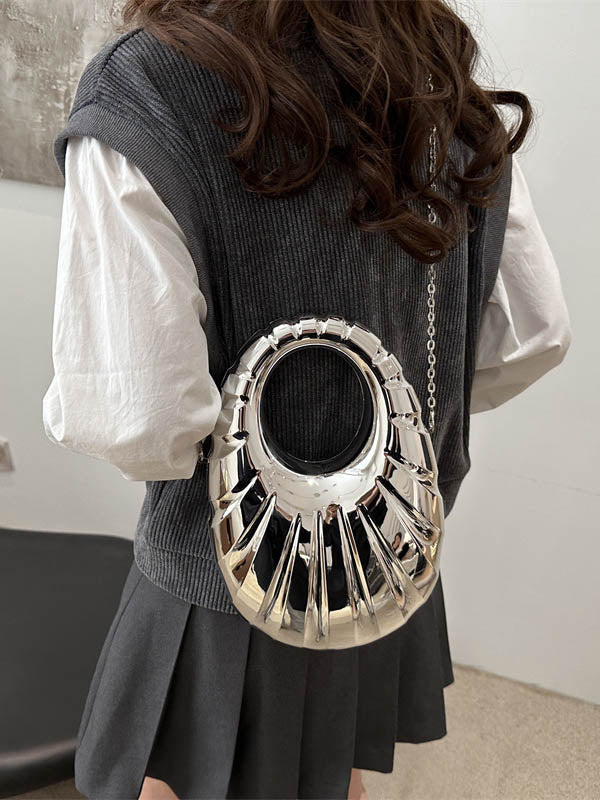 Chains Geometric Zipper Crossbody Bags Handbags