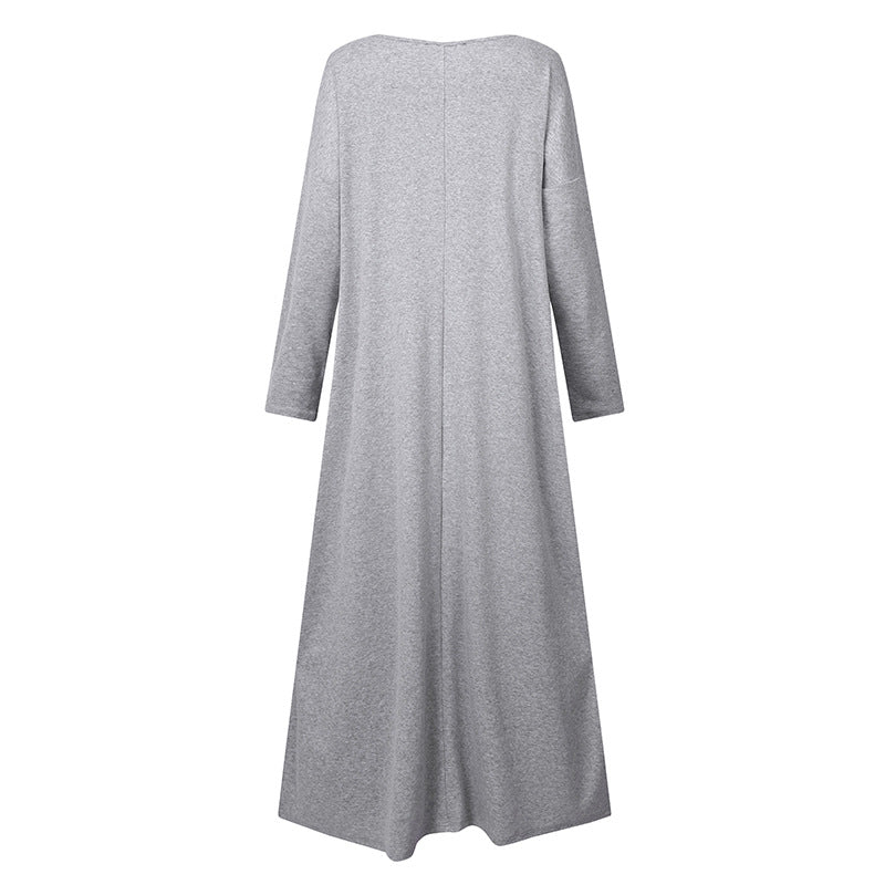 Casual Solid Color V-Neck Knitted Maxi Dress