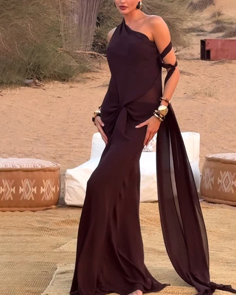 Fashion Shoulder Backless Dress