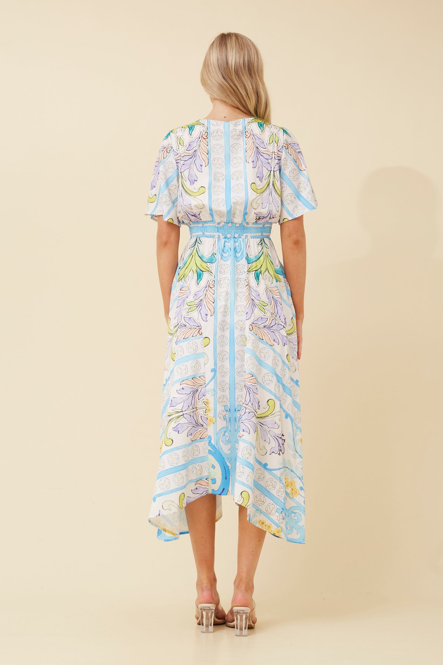 printed midi dress short sleeved boho