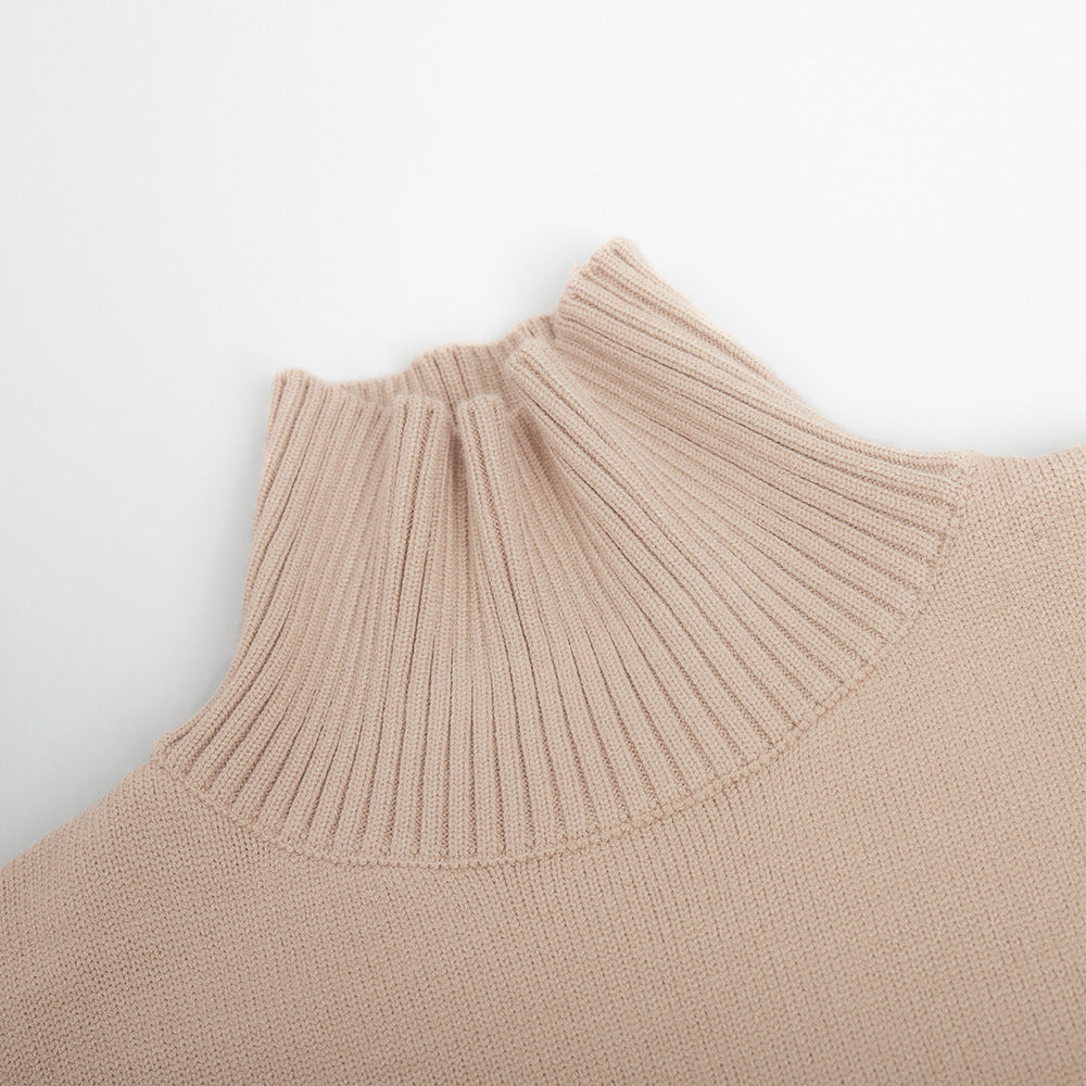 Patchwork turtleneck sweater women's top autumn and winter leisure loose and idle thickened knitting pullover