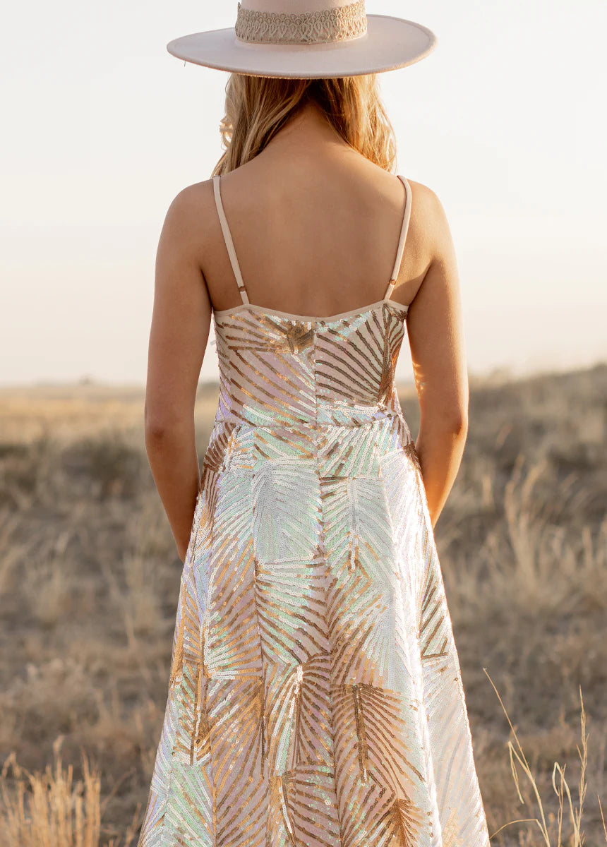 Ladies' print split V-neck sexy dress