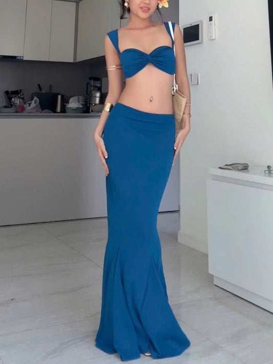 Vacation mermaid skirt two-piece set