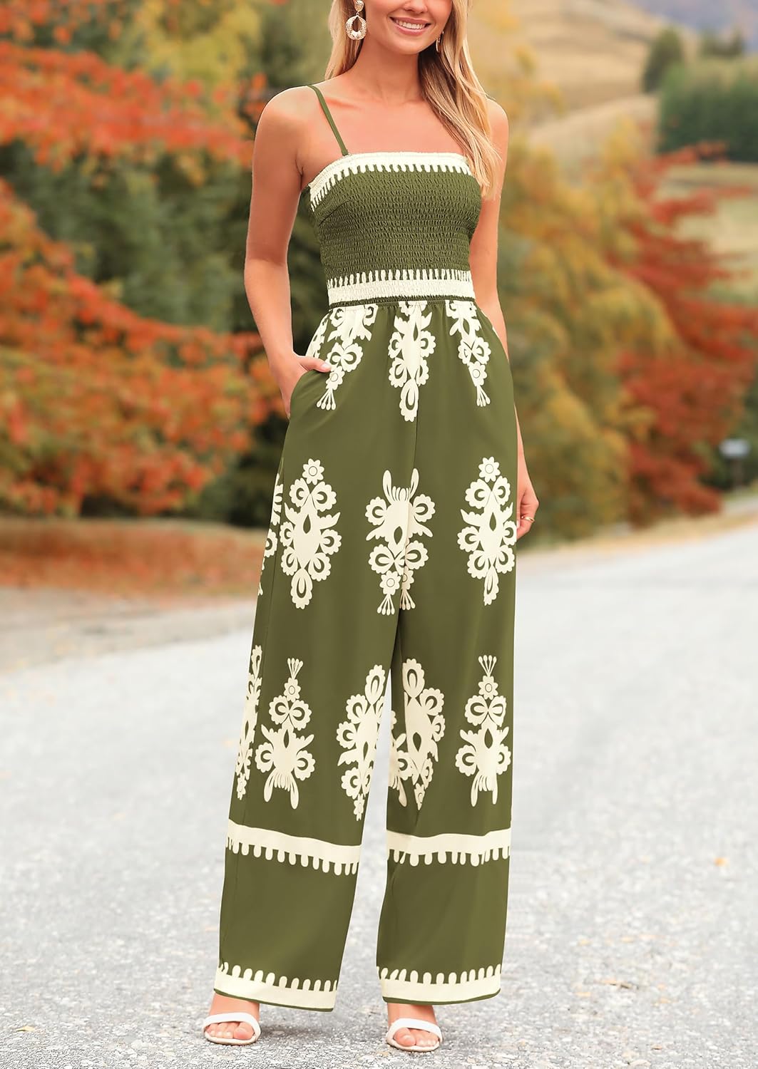 Casual Boho Spaghetti Strap Wide Leg Jumpsuit(Buy 2 Free Shipping)