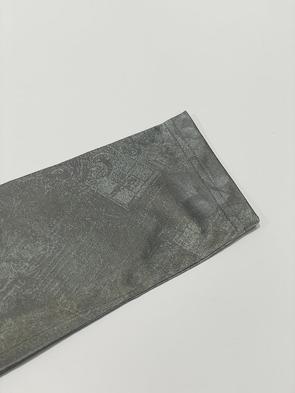 A-line Long Sleeves Flower Print Pleated Split-Joint Round-neck Mini Dresses