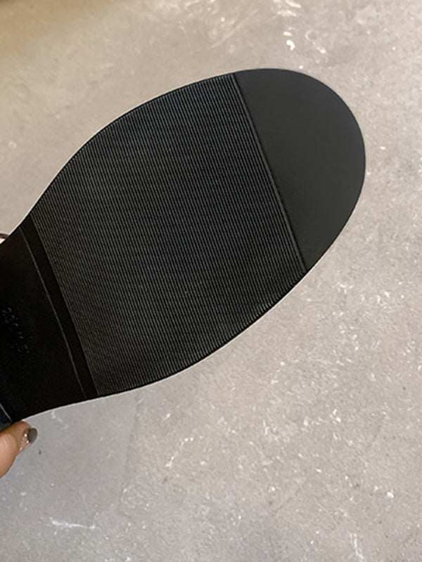 Belt Buckle Round-Toe Split-Joint Loafers