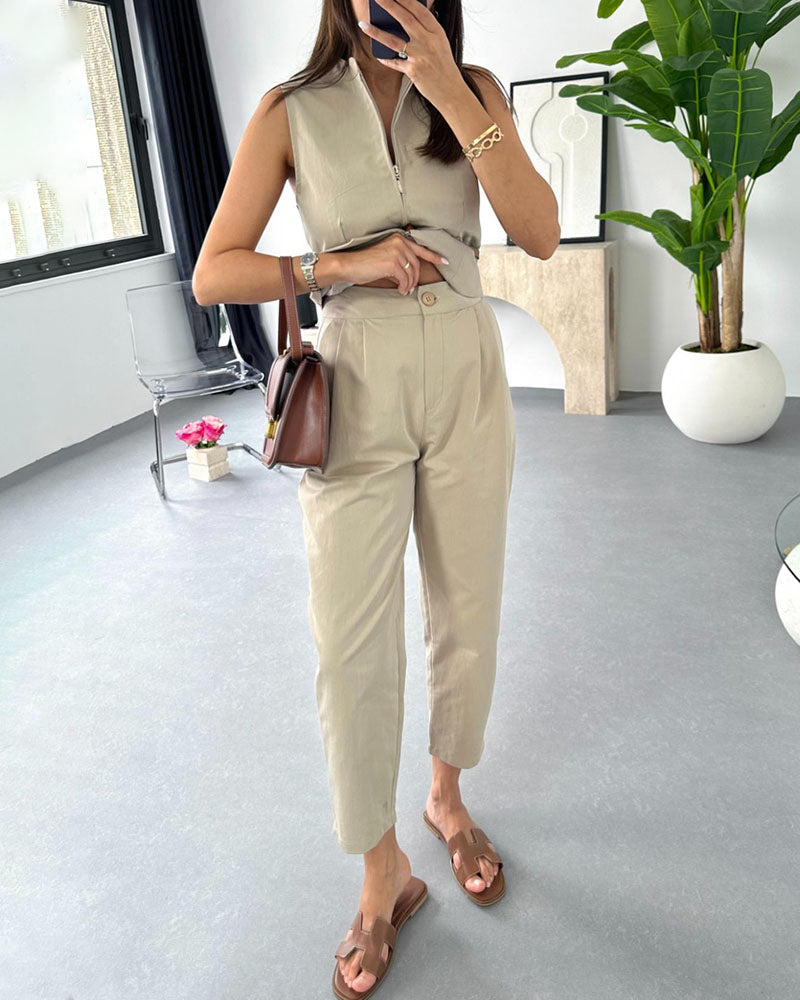 Chic work and casual two-piece set
