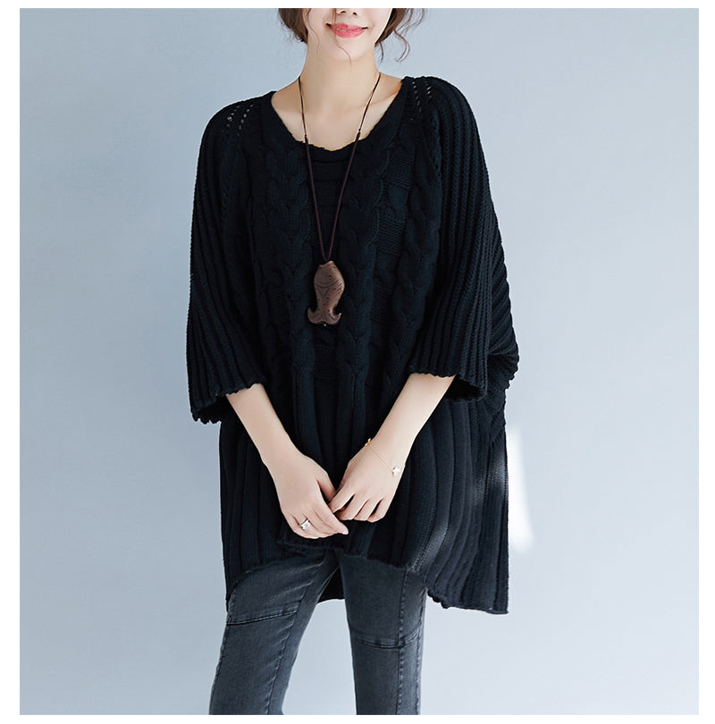 Loose Knit Bat Sleeve Sweater