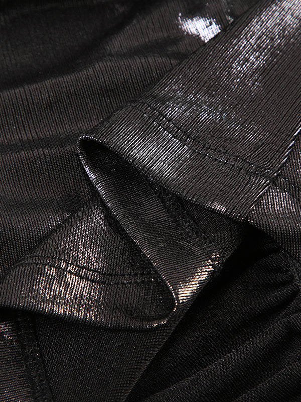 Skinny Sleeveless Backless Pleated Rhine Stones Tied Halter-Neck Vest Top