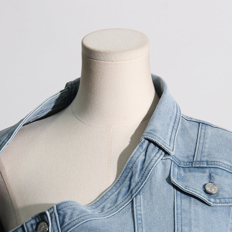Niche Design Denim Off-the-shoulder Jacket