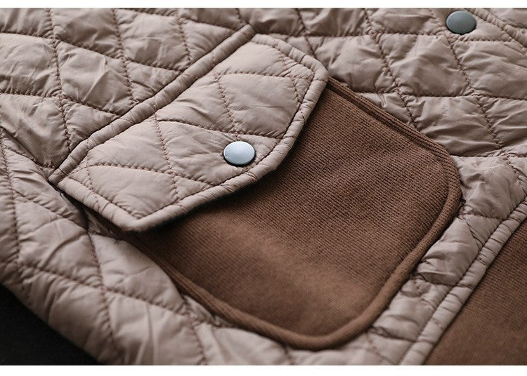 Literary Warm Splicing Round Neck Cotton Jacket