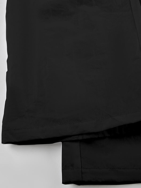 Loose Wide Leg Drawstring Pockets Solid Color Pants Trousers