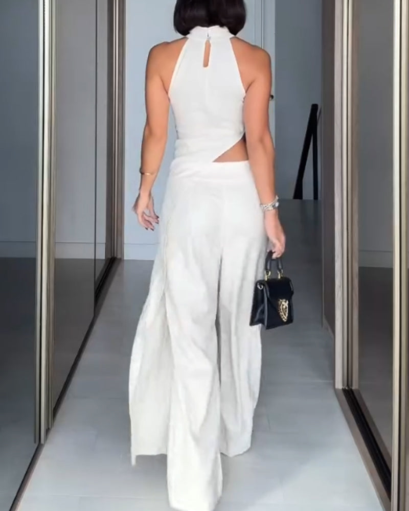 Fashion Irregular Long Top & Pants Two-piece Set