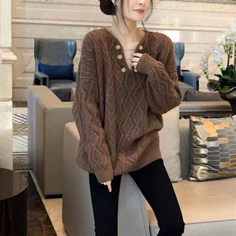 Barbie Pink Striped V-Neck Knit Sweater