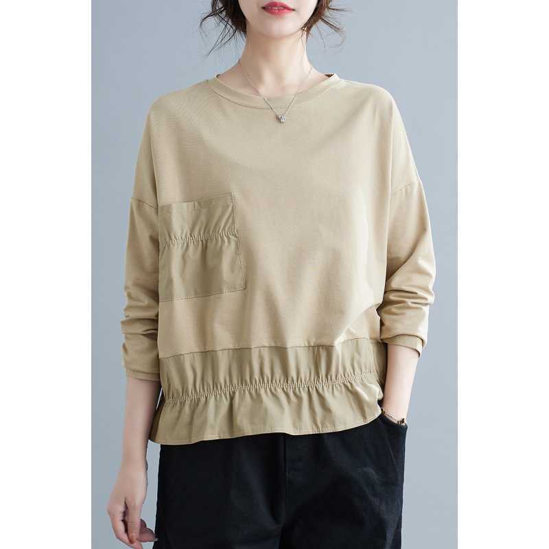 Loose Pleated Short Sleeve Blouse