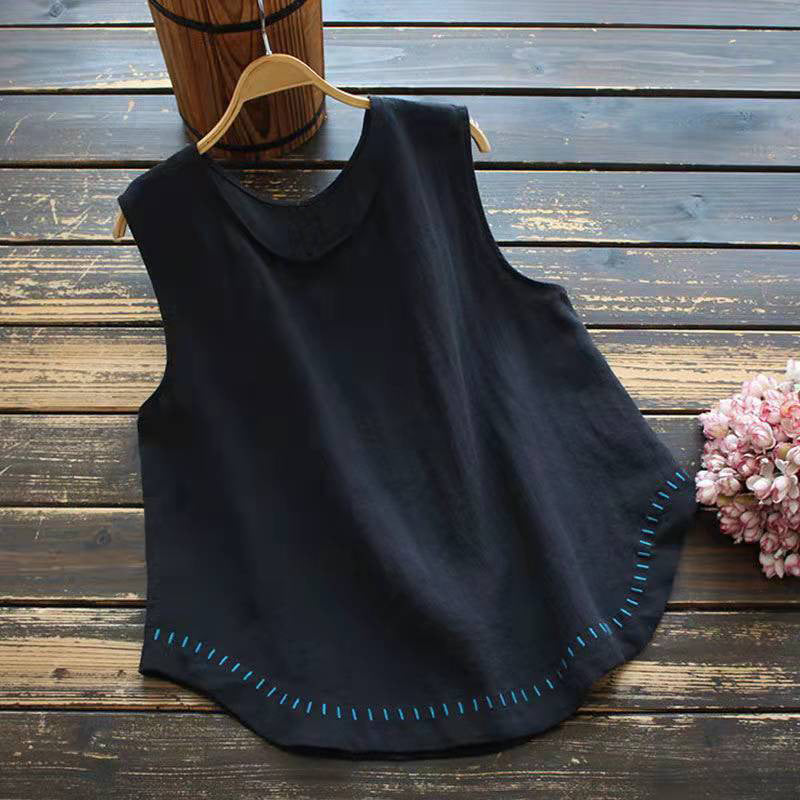 Vacation Style Simple Embroidery Loose Vest