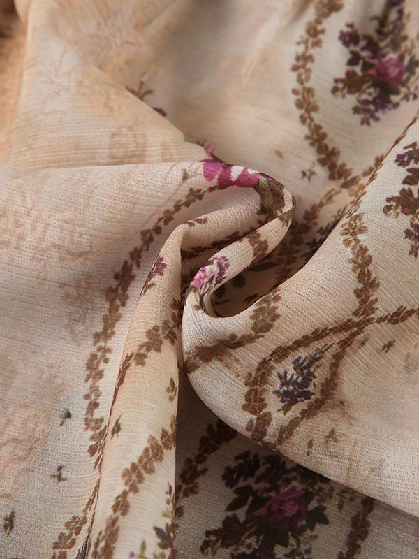 Loose Sleeveless Buttoned Contrast Color Flower Print Tied Spaghetti-Neck Vest Top