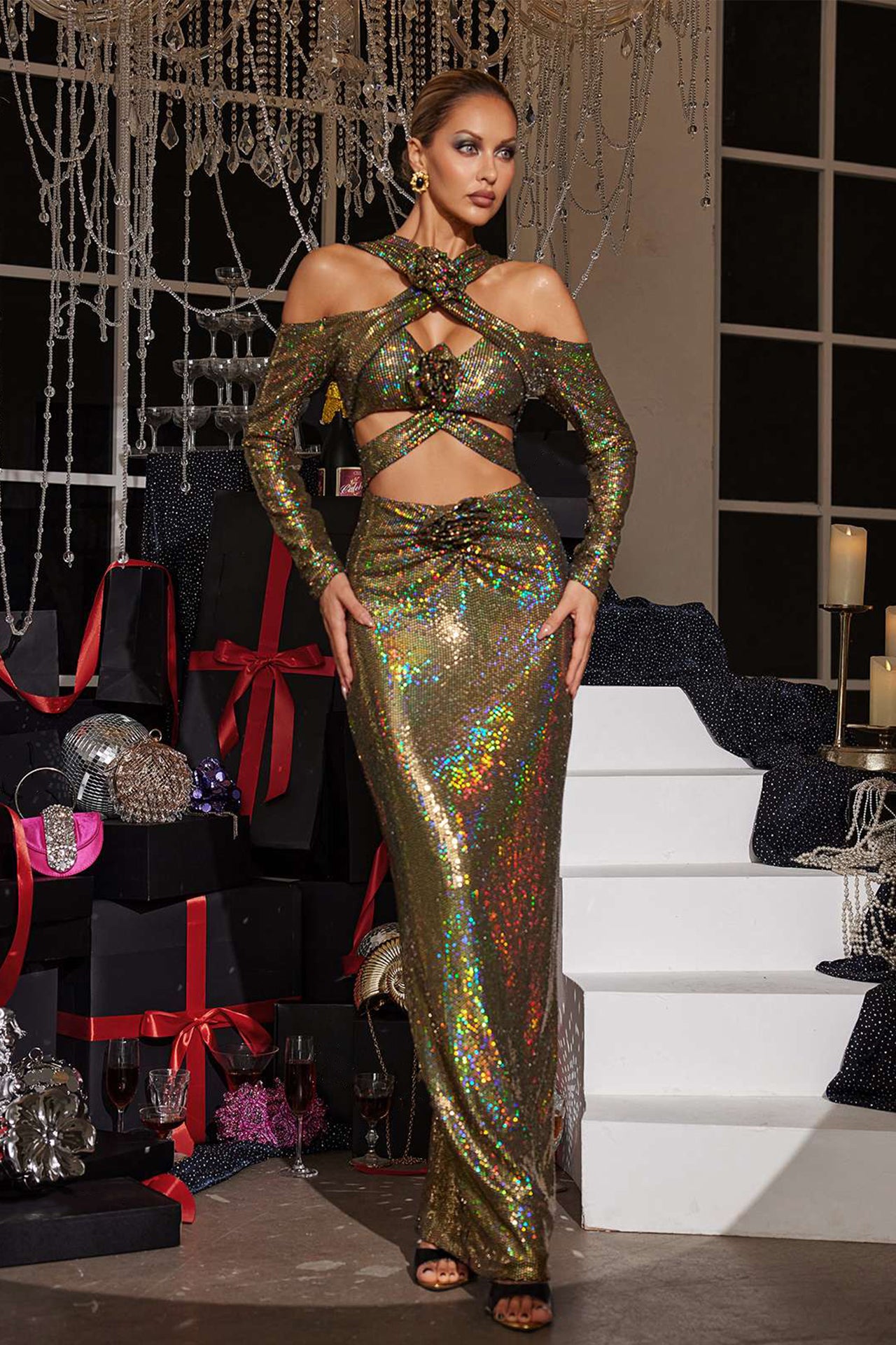 Ruby Flower Cut-Out Maxi Dress