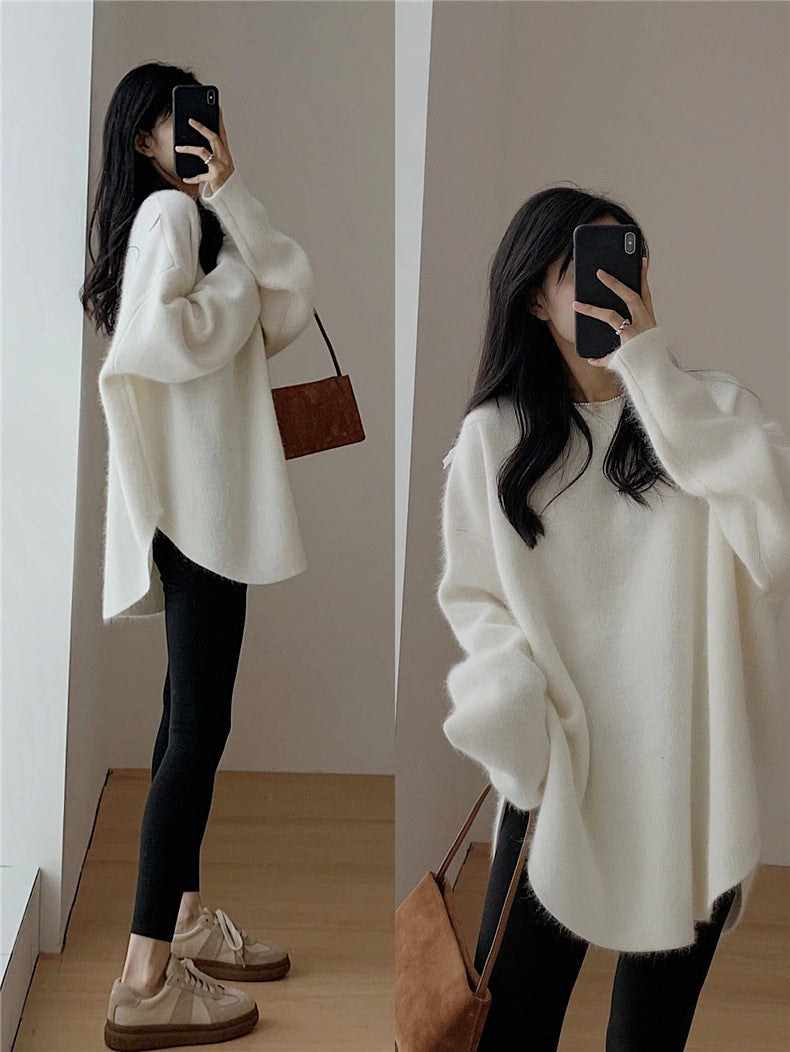 Casual Solid Color Knit Sweater