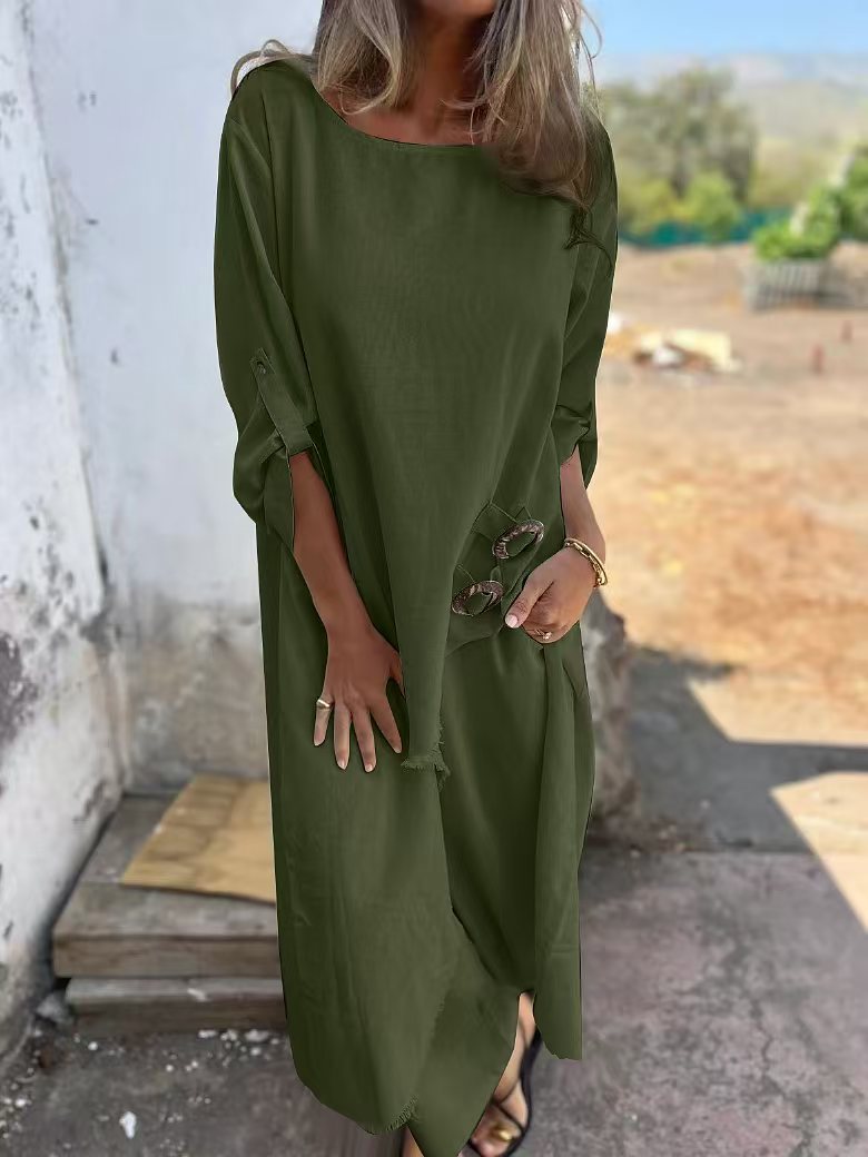 Casual Loose Solid Color Robe Pants Suit