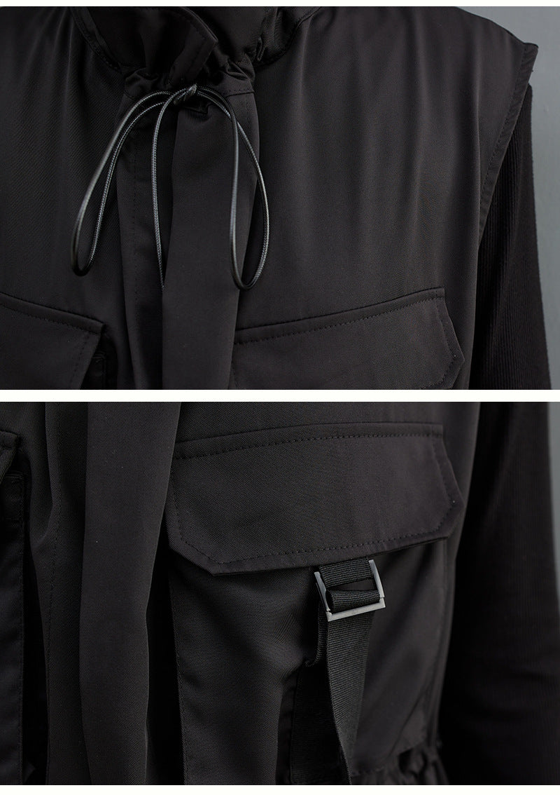 Loose Sleeveless Solid Color Spliced Vest Cardigan