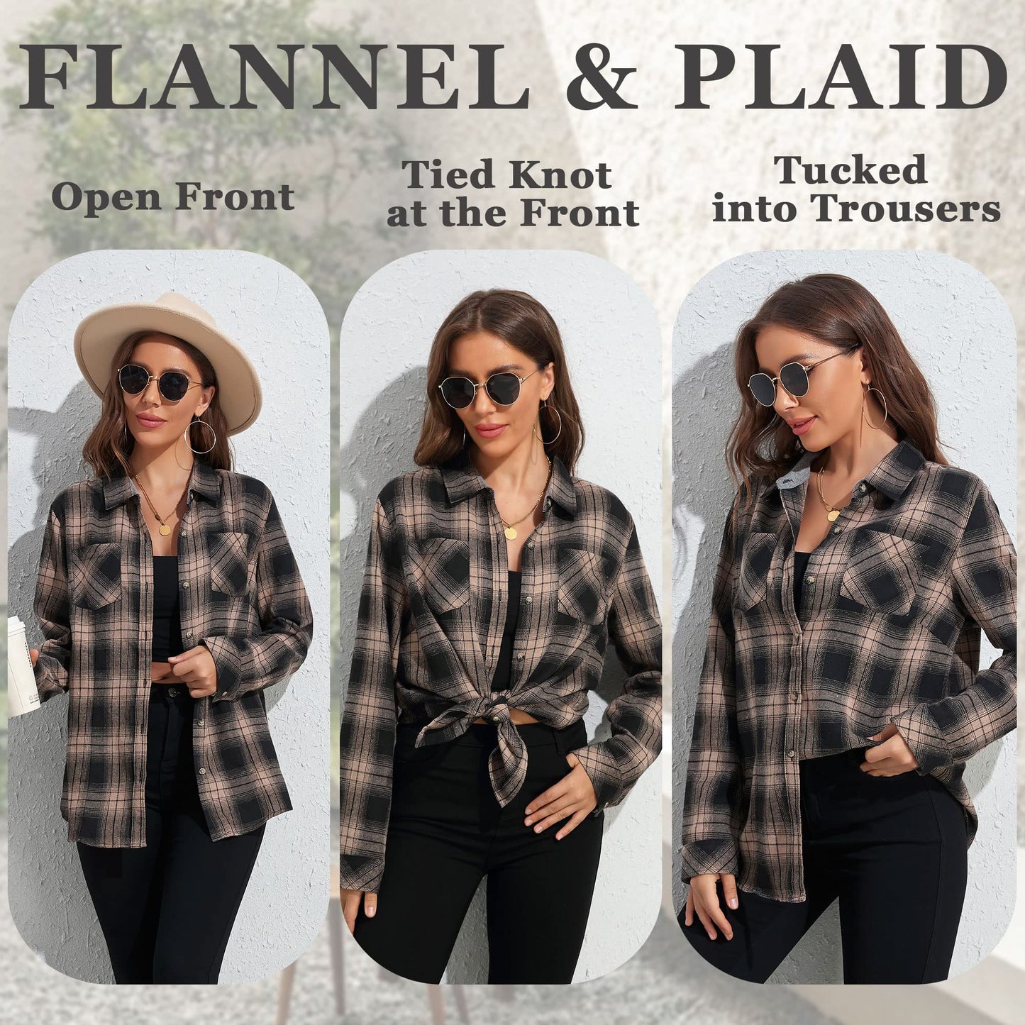 Flannel Shirts for Women Buffalo Plaid Shirts Oversized Long Sleeve