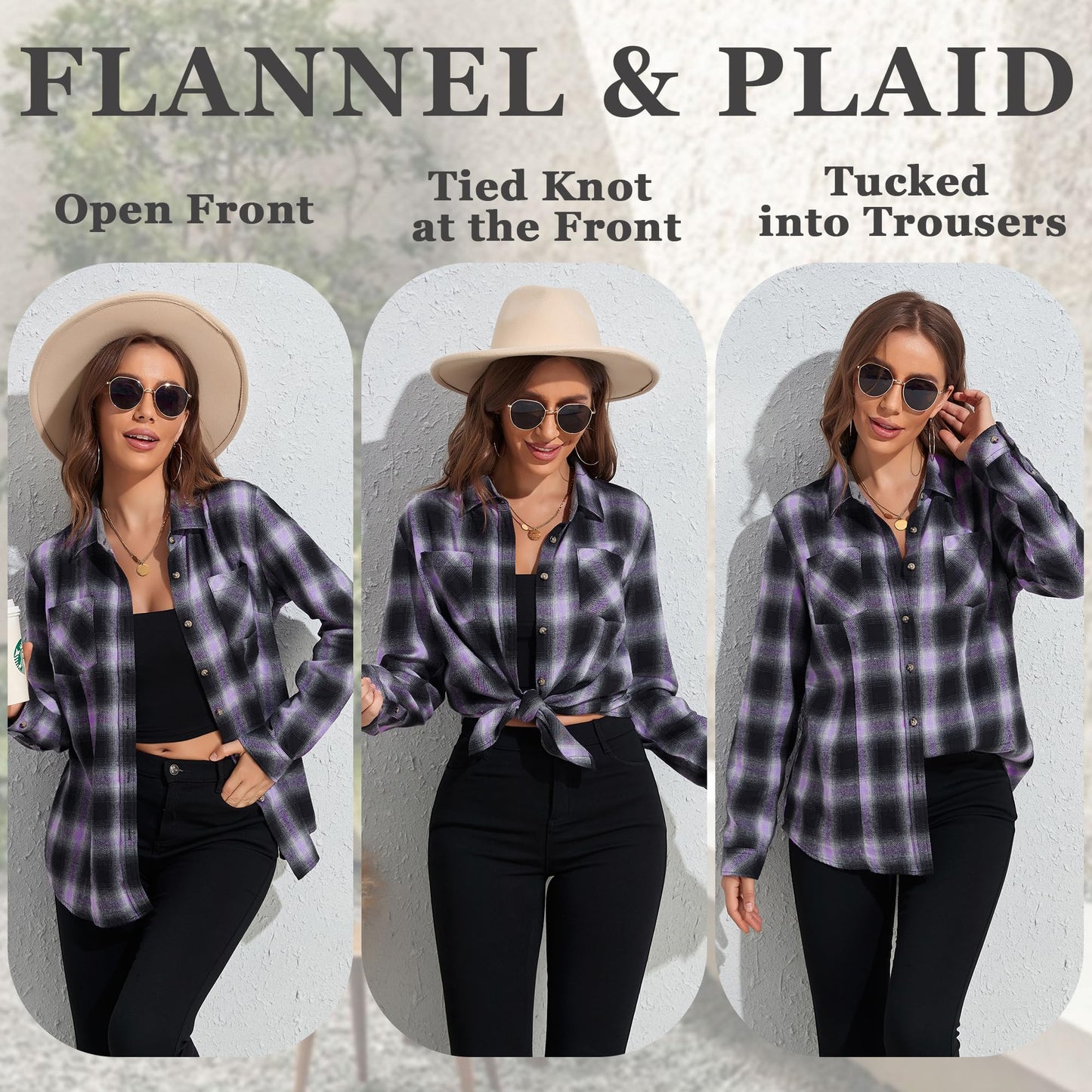 Flannel Shirts for Women Buffalo Plaid Shirts Oversized Long Sleeve