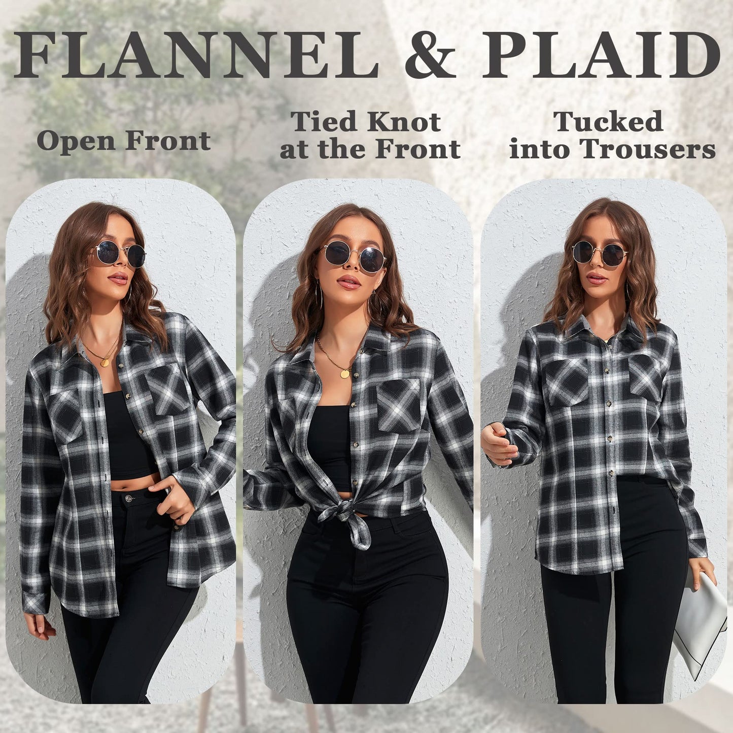 Flannel Shirts for Women Buffalo Plaid Shirts Oversized Long Sleeve