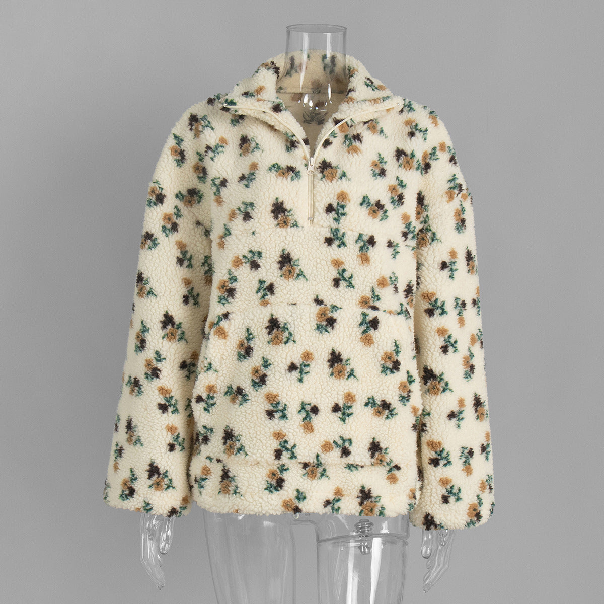 Polar fleece flower hoodie, European and American 2025 autumn and winter new fashion hoodie, warm woolen hoodie, women's sweater