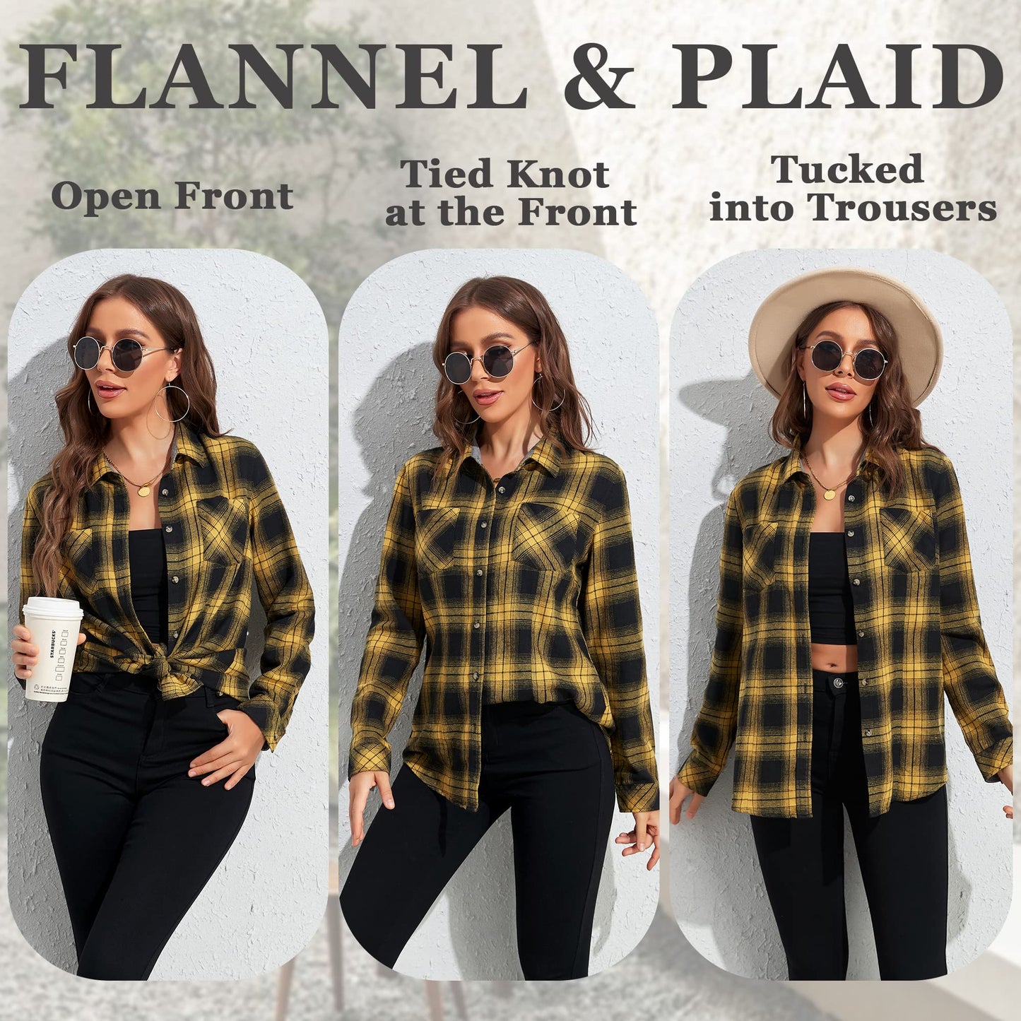 Flannel Shirts for Women Buffalo Plaid Shirts Oversized Long Sleeve