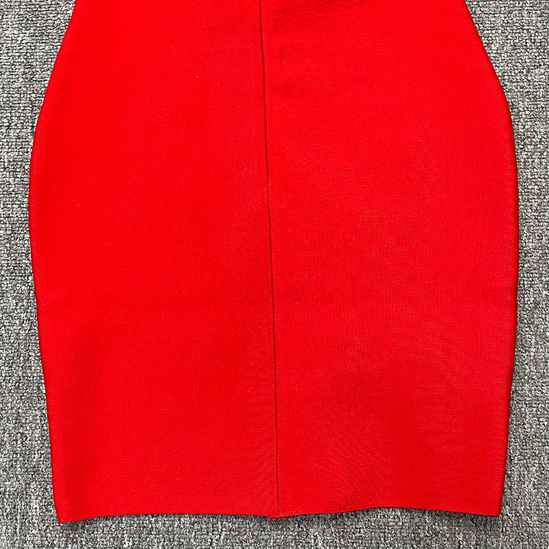 Bandage women's sexy hollow-out camisole tassel rhinestone waist dress evening dress