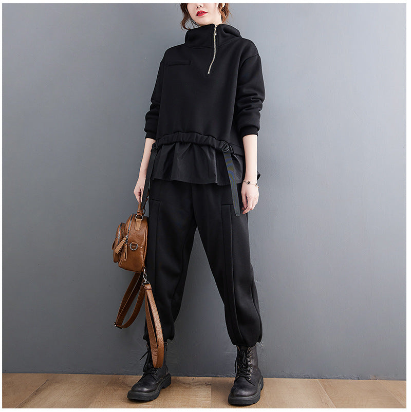 Special Splicing High Collar Sweatshirt