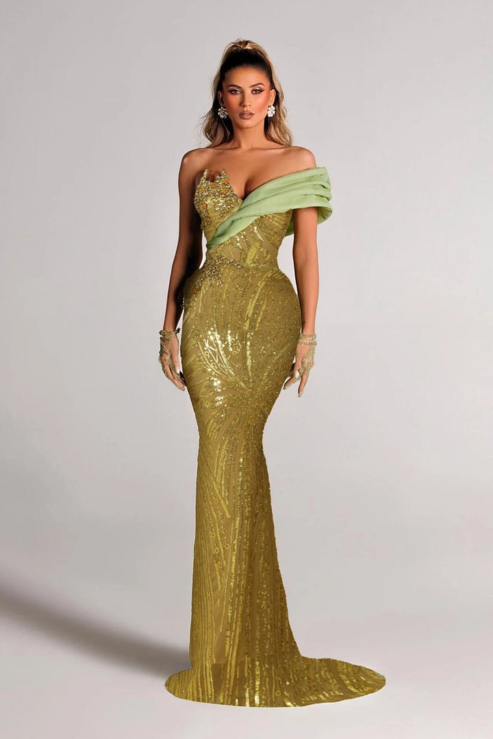 Junia Sequined  Maxi Dress In Green