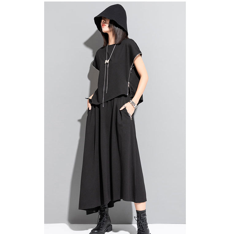 Dark Style Sleeveless Zipper T-shirt