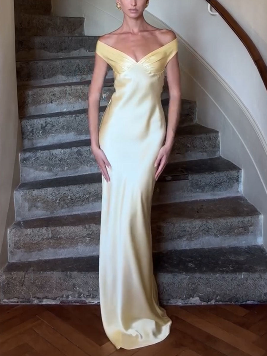 Elegant V-neck backless evening dress