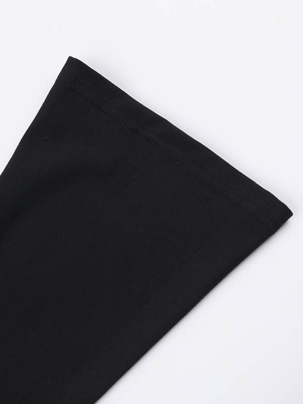 Long Sleeves Loose Asymmetric Solid Color Split-Joint Split-Side Round-Neck Maxi Dresses