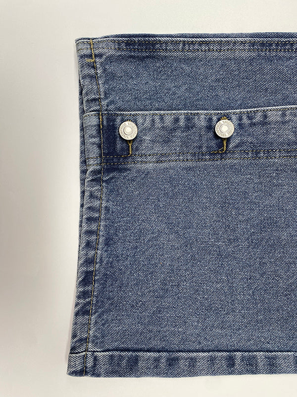 High Waisted Loose Buttoned Pockets Jean Pants Bottoms