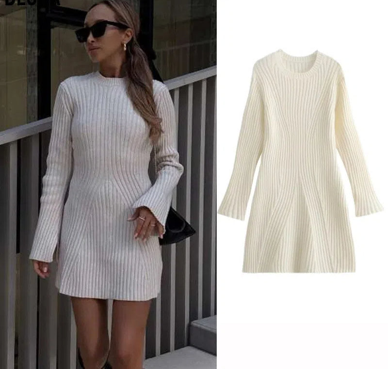 Autumn and winter women's fashion thread knitted dress