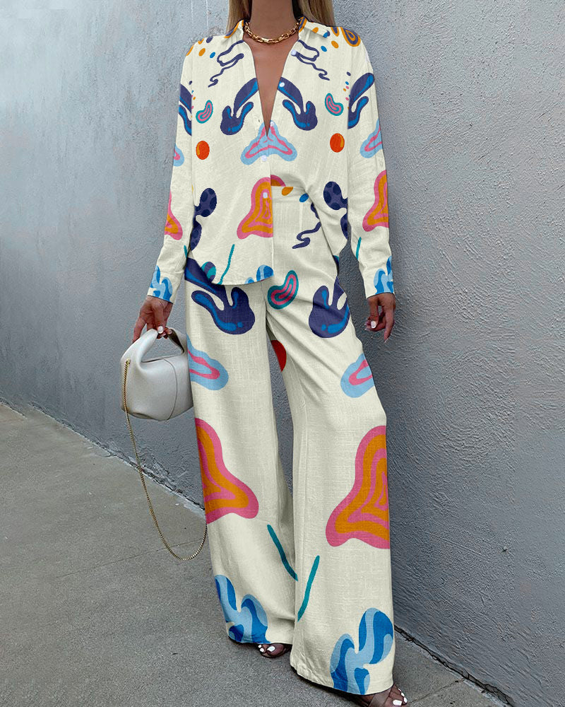 Colorful Art Print Casual Two-Piece Set