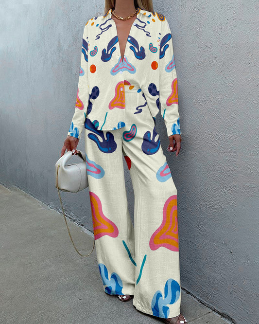 Colorful Art Print Casual Two-Piece Set